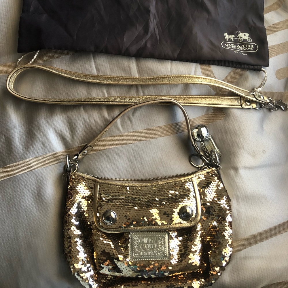 Gold Sequin Coach Purse/Satchel